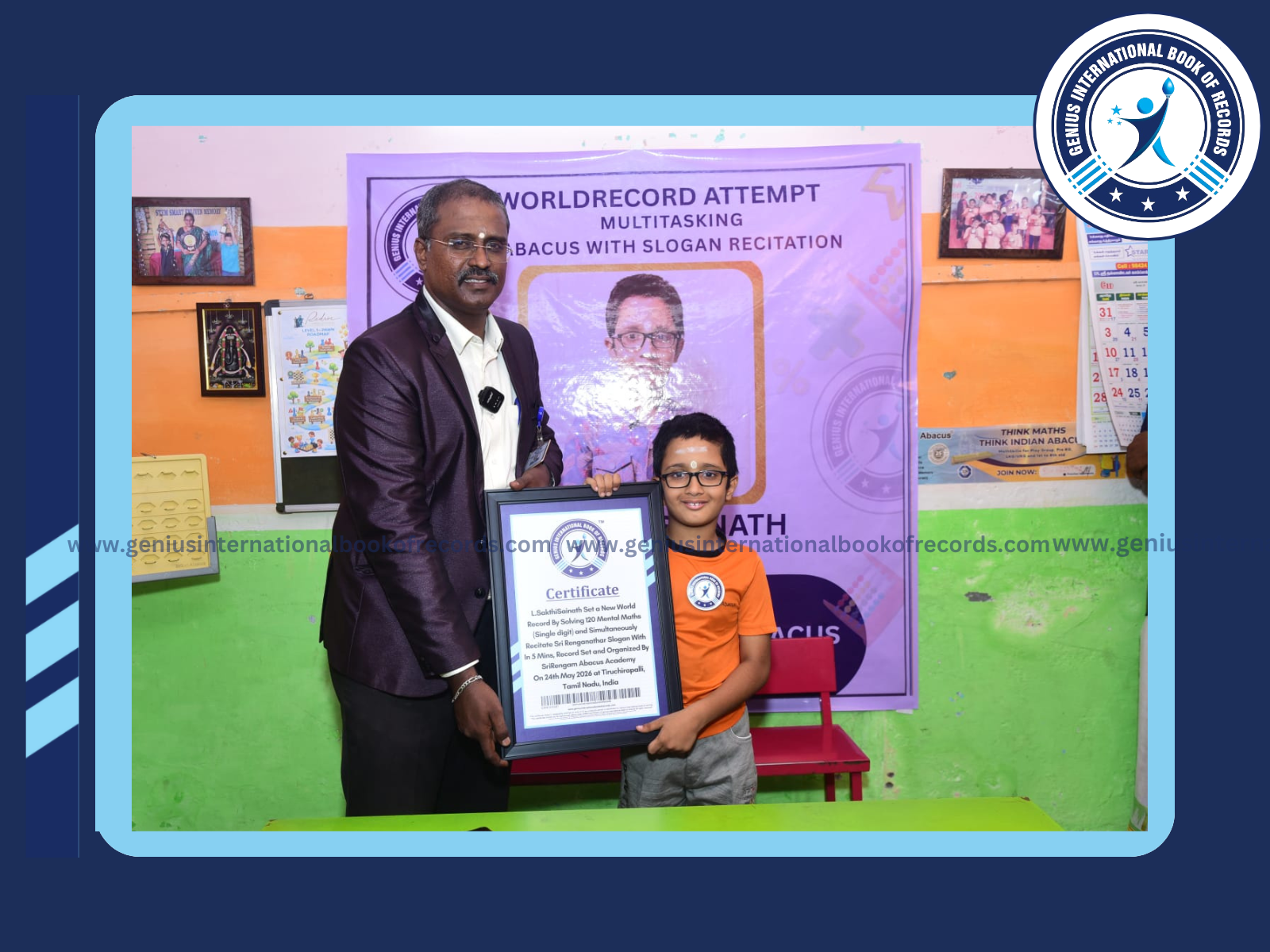 World Record in Mental Math and Slogan Recitation by L.Sakthisainath
