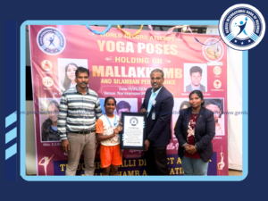 World Record in Mallakhamb with Nataraj Asana by K.S.Sruthika- She set a new world record for the longest duration performing the rope Sadiudi Nataraj Asana pose while simultaneously creating Mandala art within 12 minutes. The record was set and organized by the Tiruchirapalli District Amateur Mallakhamb Association on 11 May 2026 at Tiruchirapalli, India